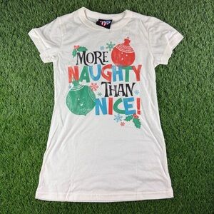 Woman's Junk Food More Naughty Than Nice Short Sleeve T-Shirt Sz Jr’s Small NEW